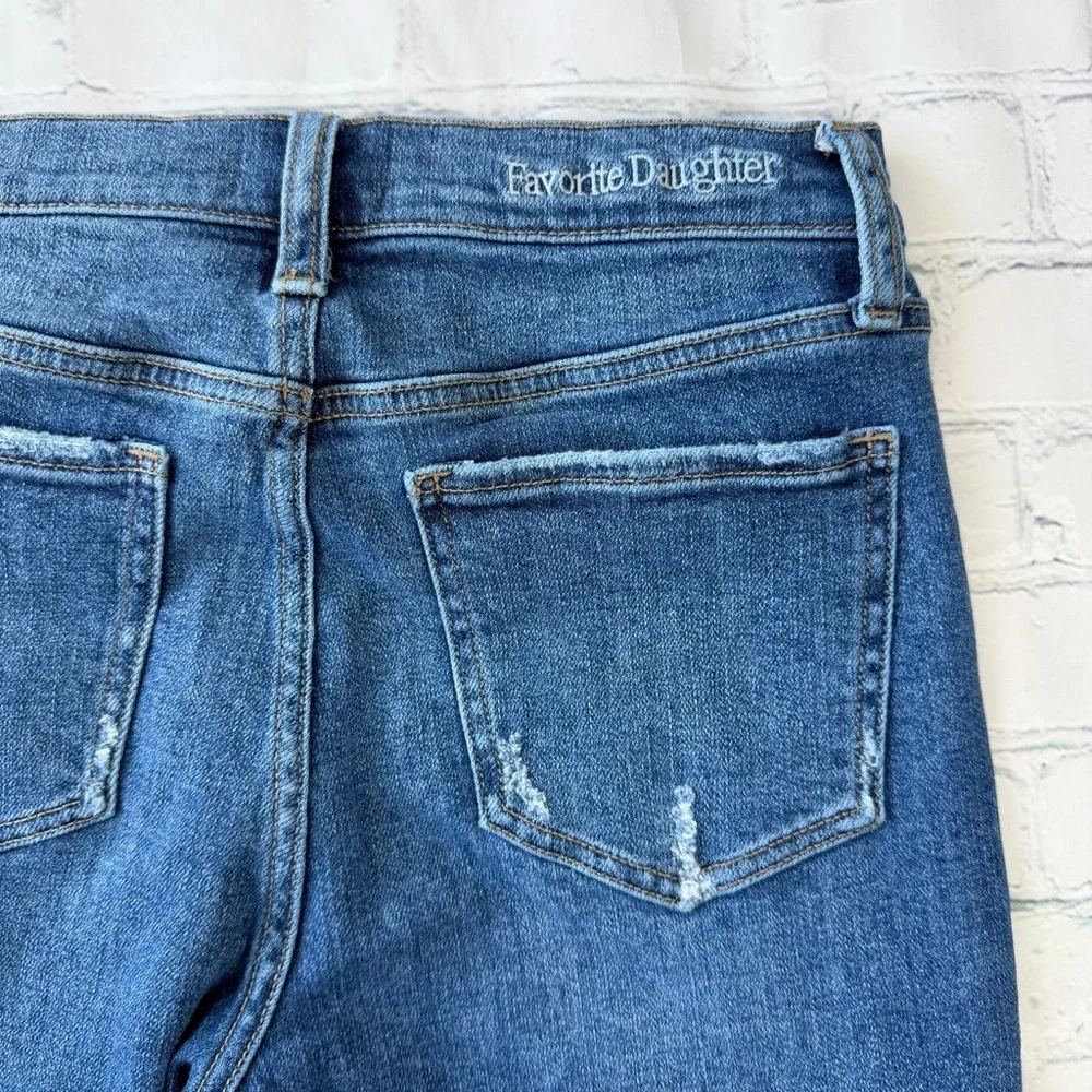 ✅ Favorite Daughter The Erin High Rise slim straight jeans Blue distressed  27